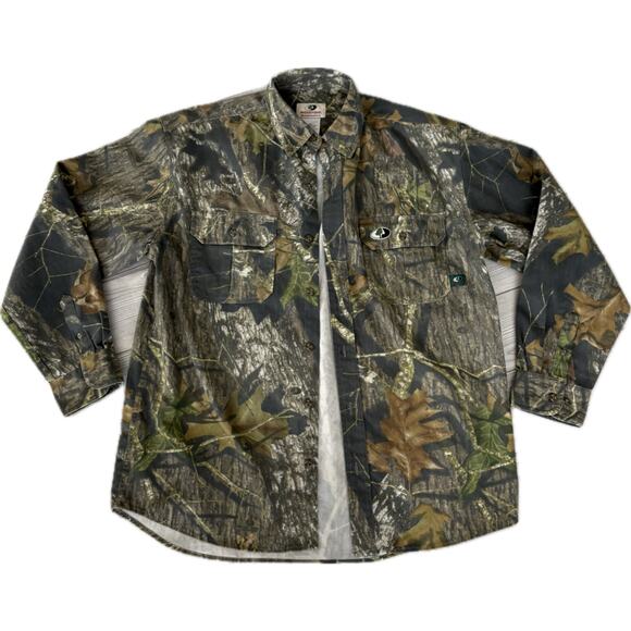 Mossy Oak Explorer Camo Long Sleeve Button Shirt Men L Hunting Outdoor Woods - Picture 1 of 8